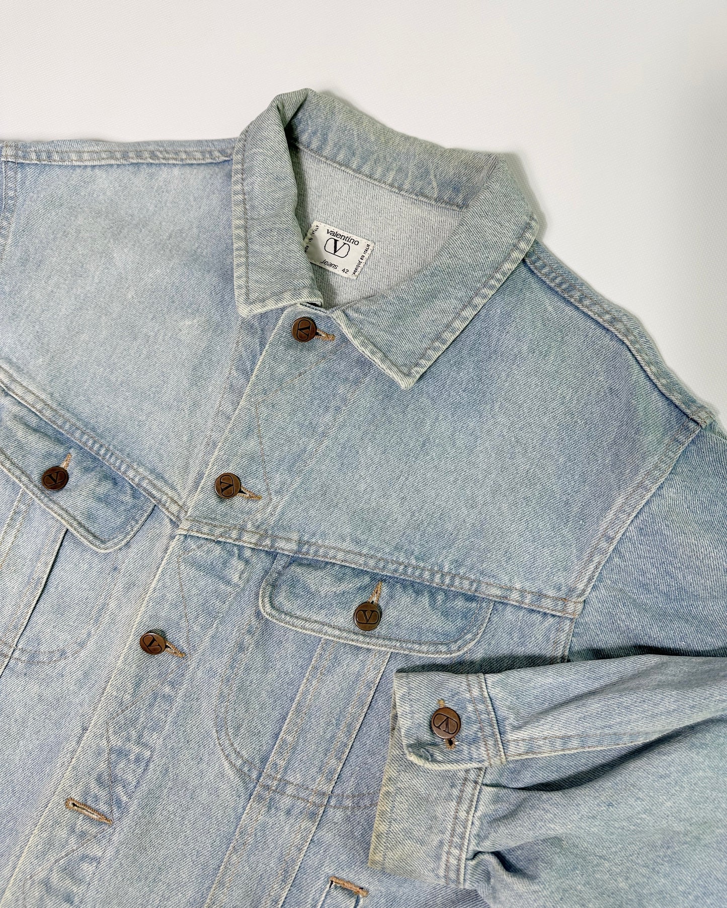 90s Valentino Garavani Denim Jacket - Light Blue Wash