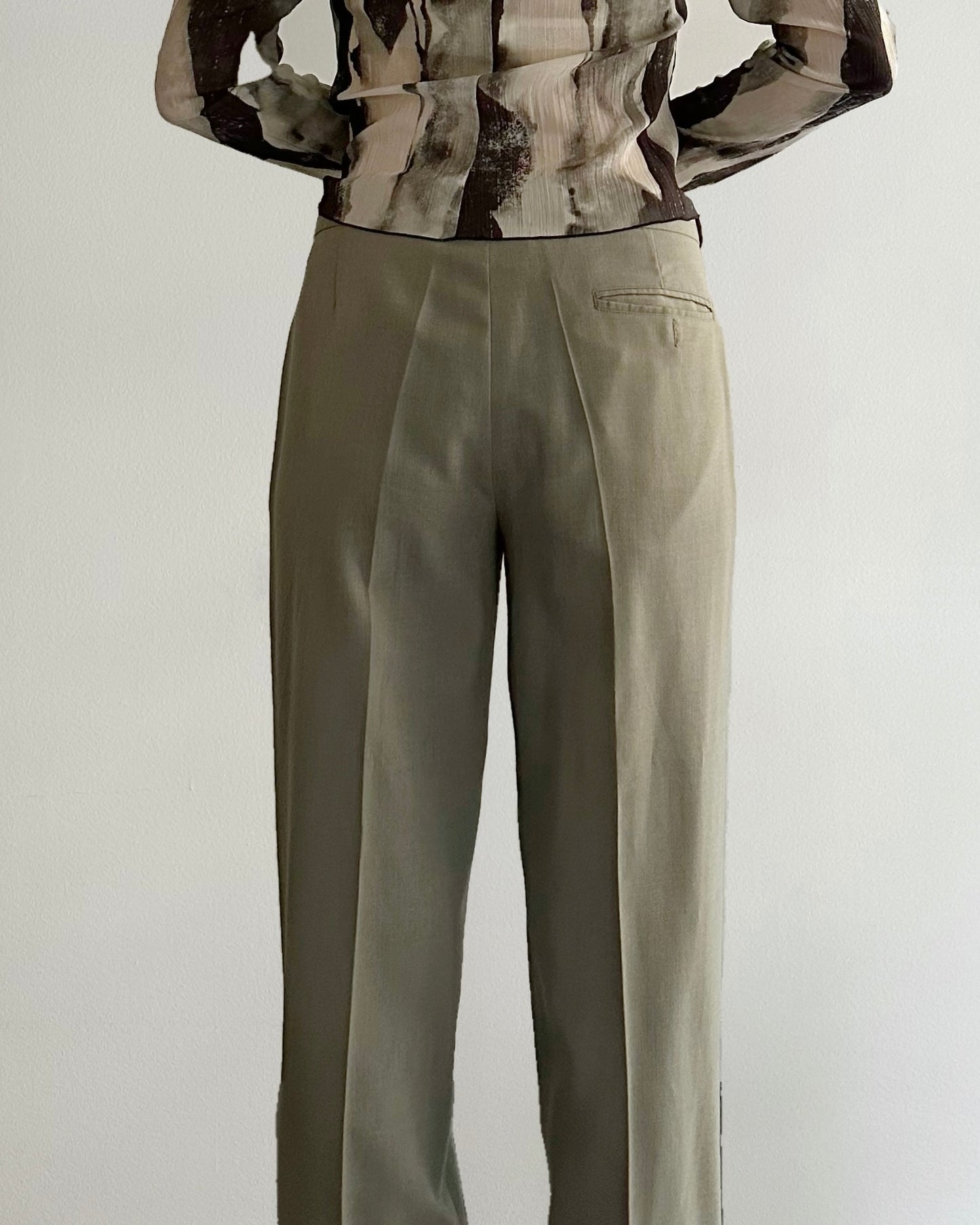 90s Wool Linen Grey Pant Suit