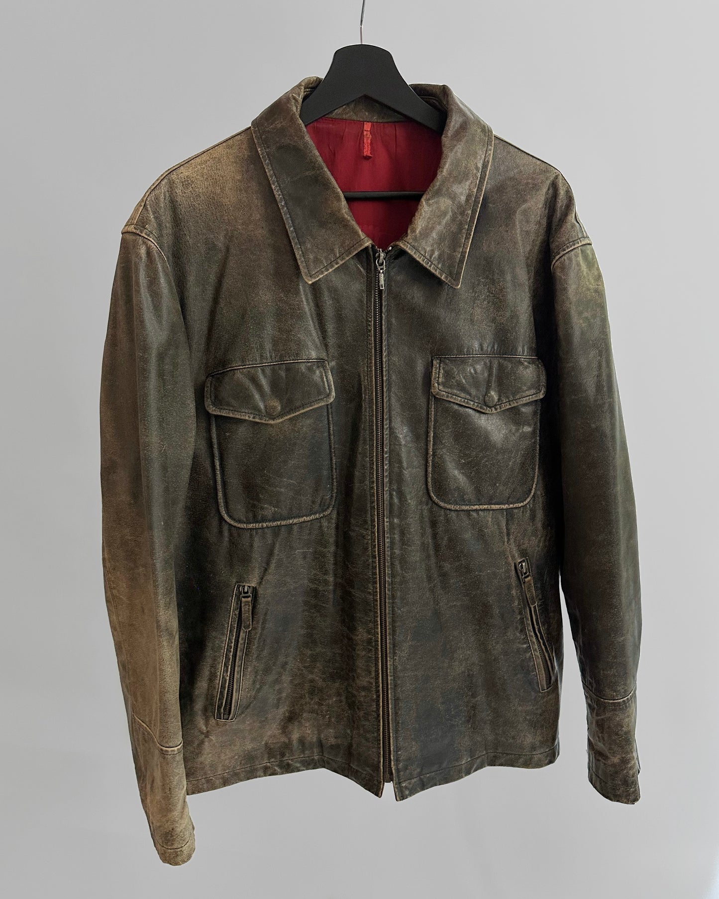 Sominemi Distressed Brown Leather Jacket