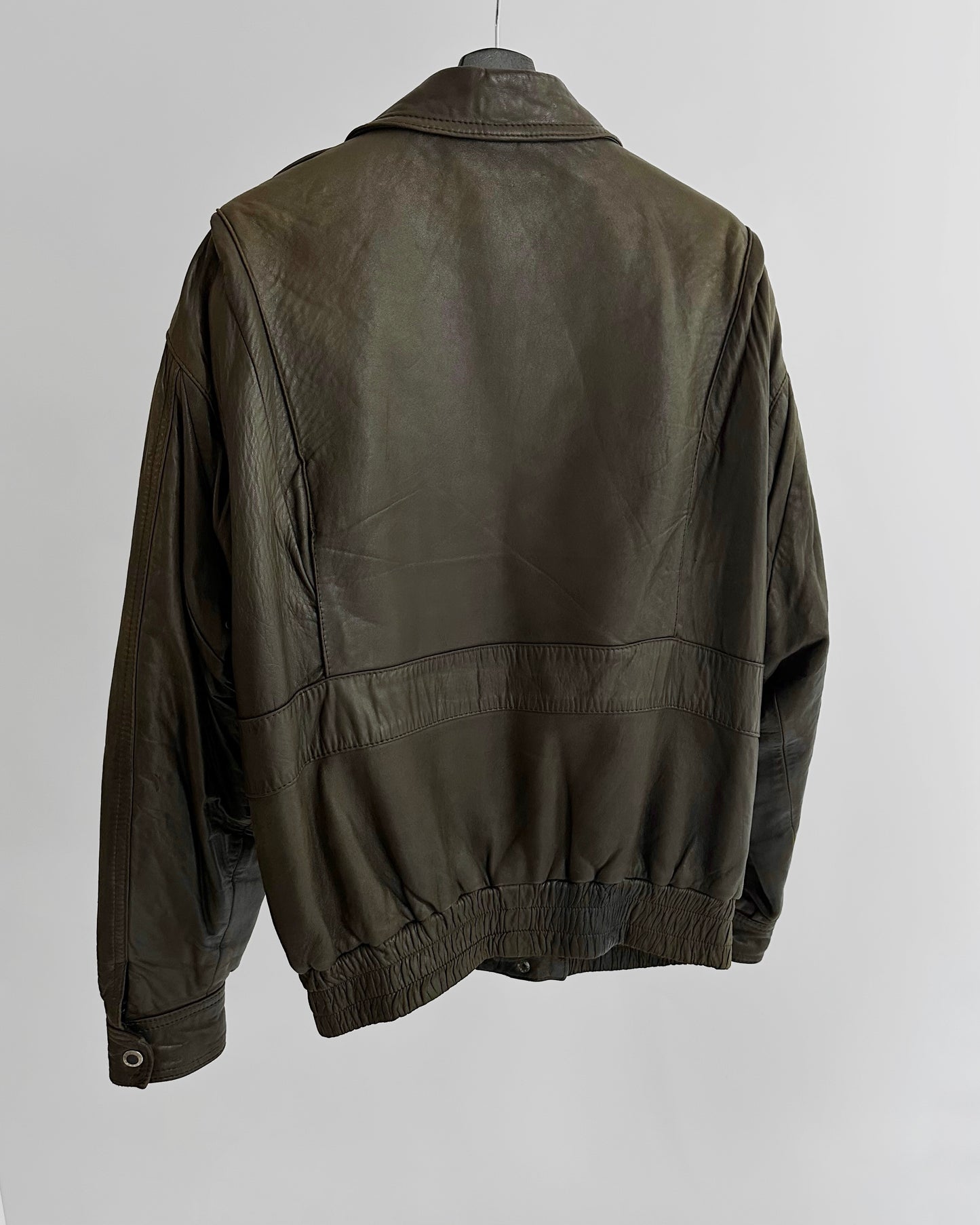 80s Sheepskin Leather Brown Bomber Jacket