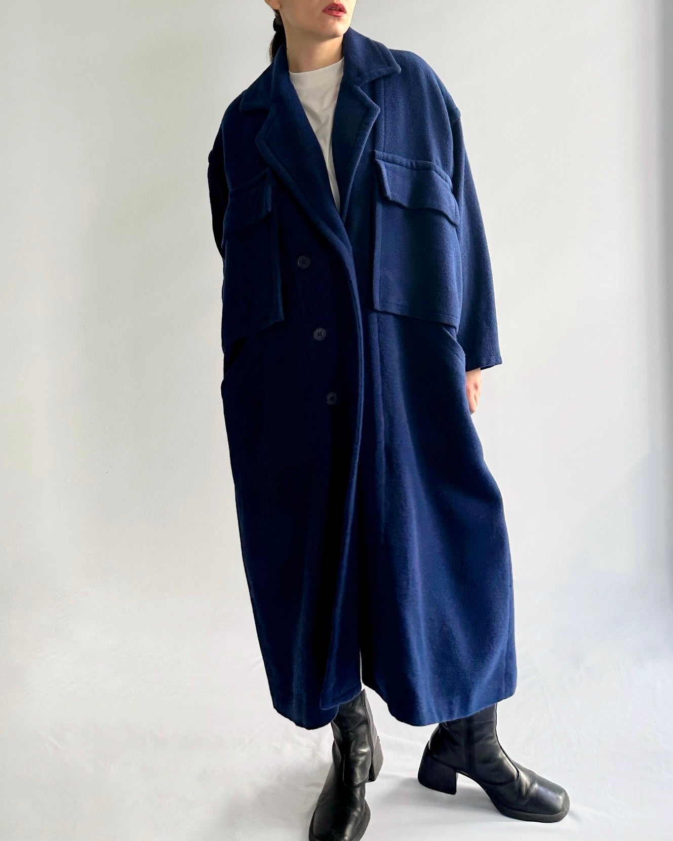 80s Hiroko Koshino Blue Wool Coat