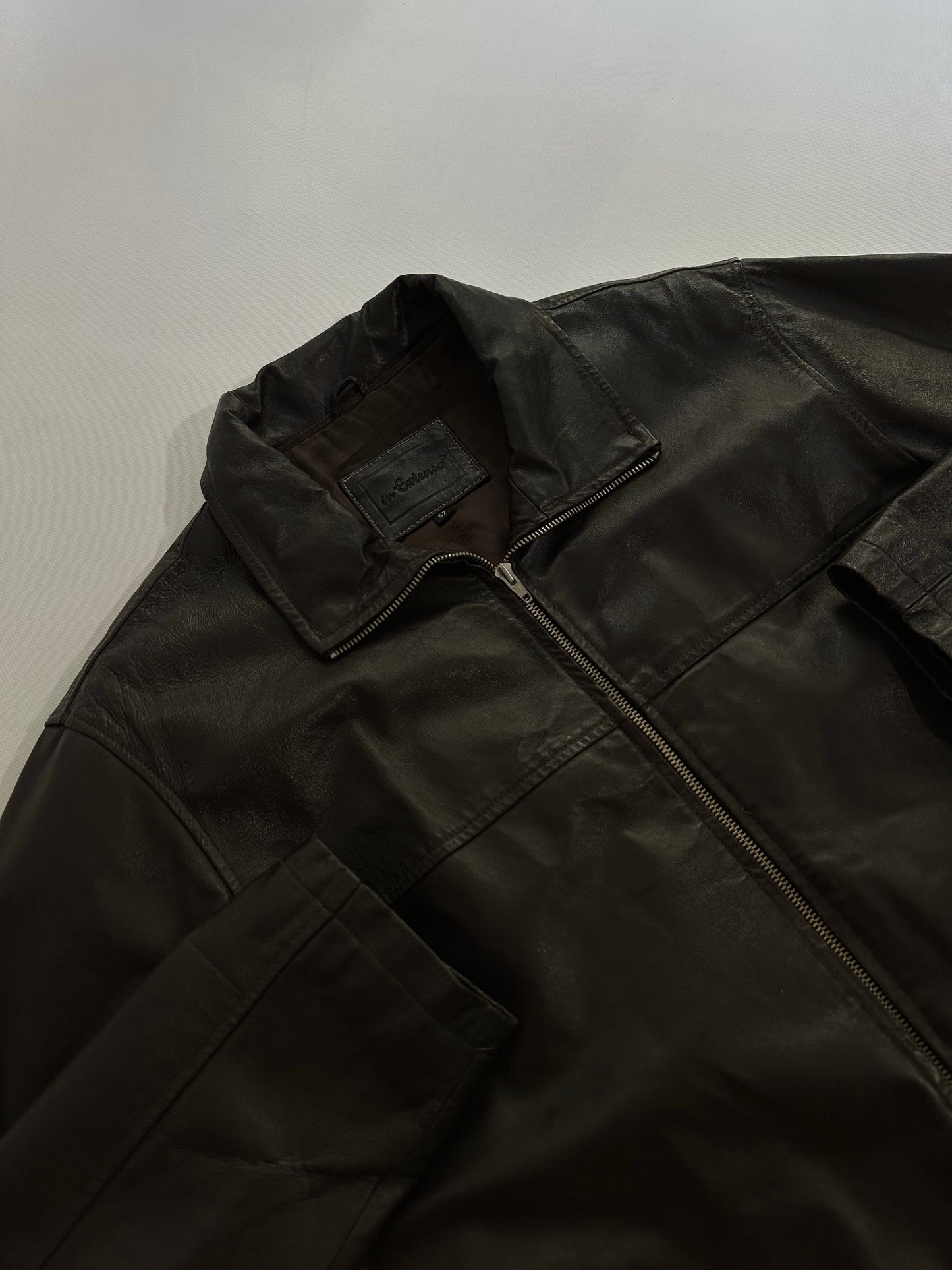 90s Brown Leather Zip Jacket