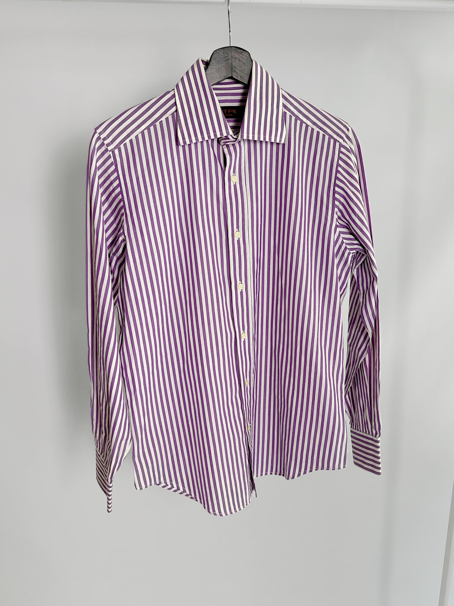 Etro Milano Purple and White Striped Cotton Shirt