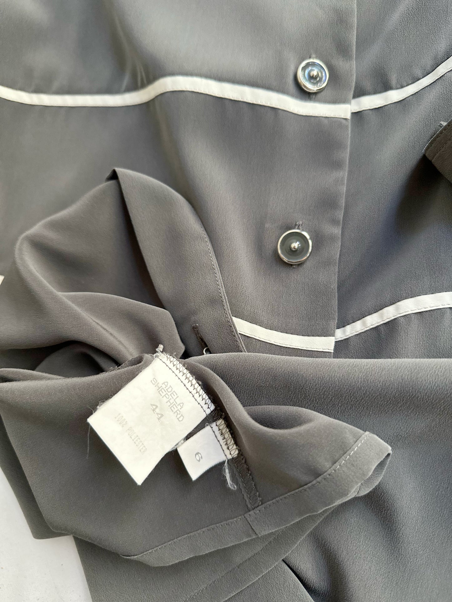 90s Grey Blouse with White Trim