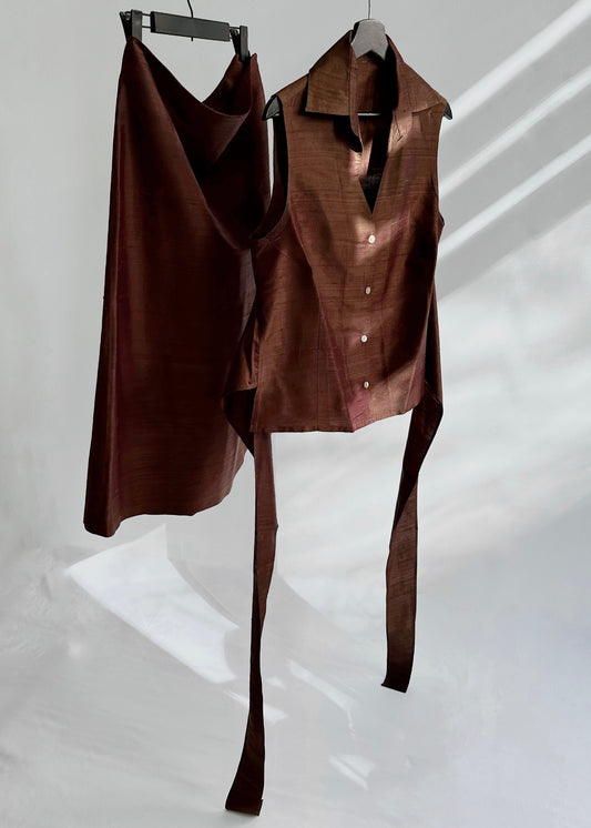 90s Romeo Gigli Silk Shantung Set