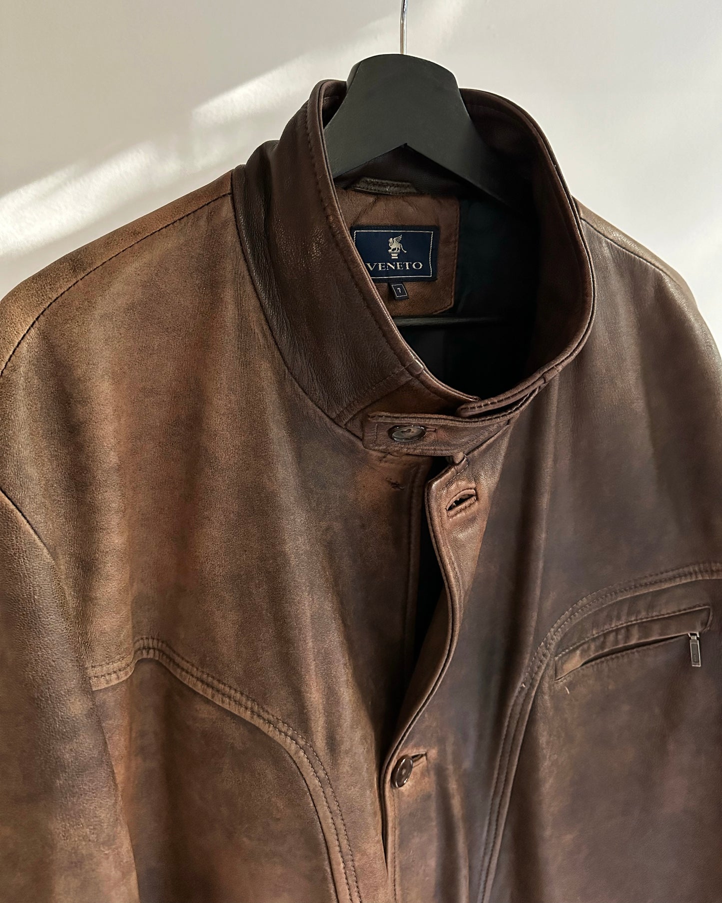 90s Distressed Brown Leather Jacket