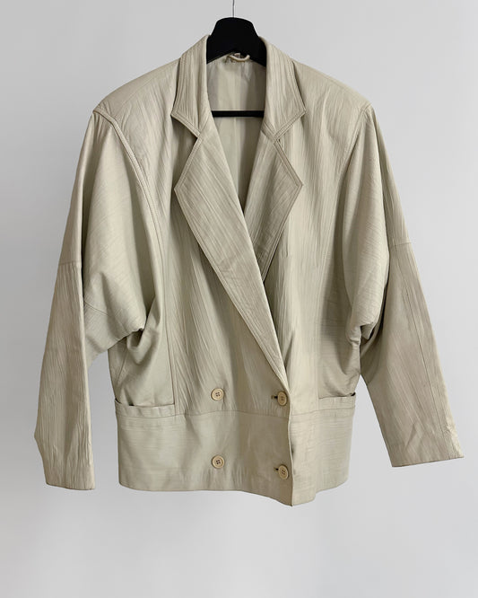 80s Cream Leather Jacket