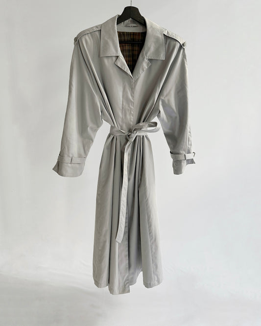 70s Grey Belted Trench Coat