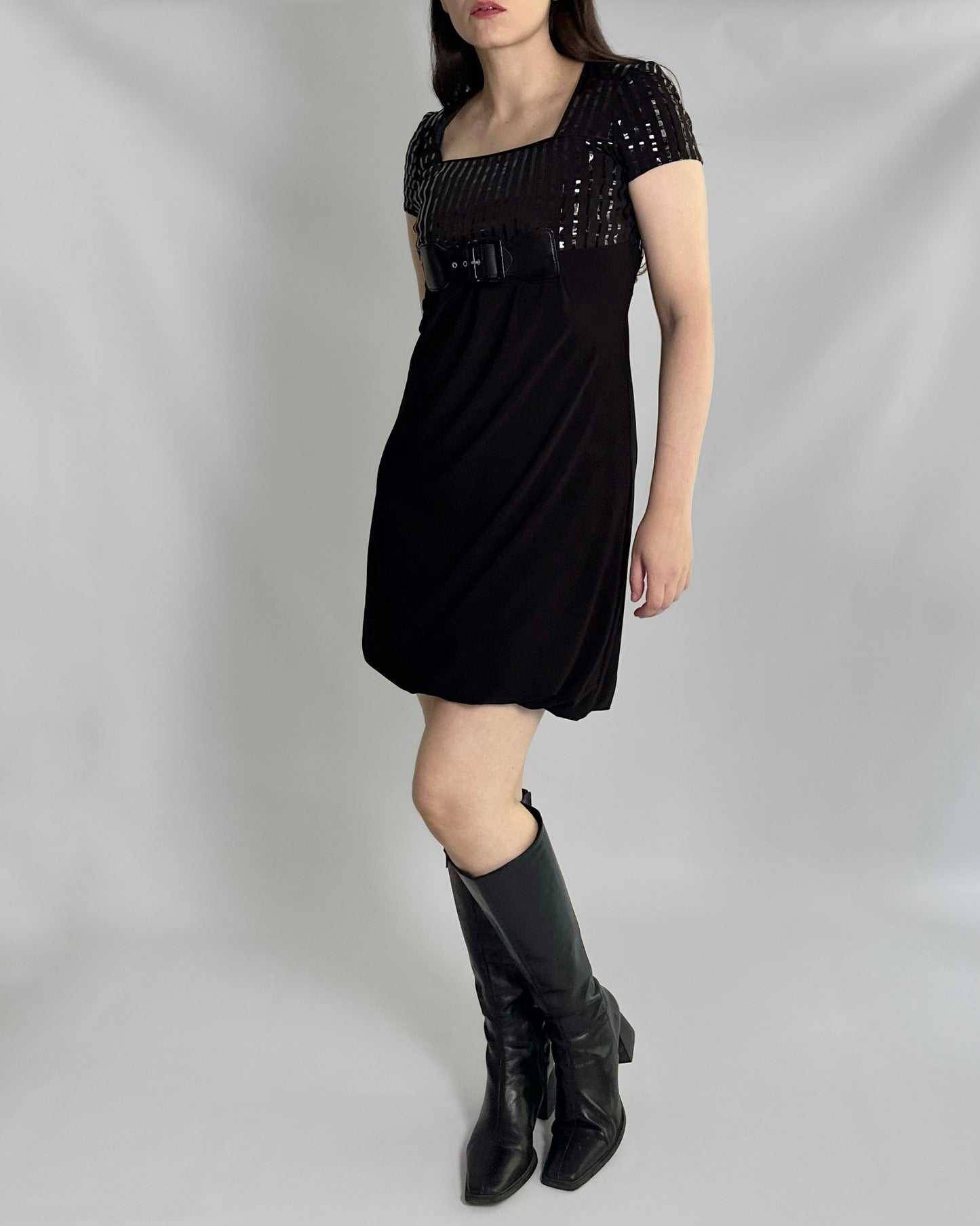 90s Joseph Ribkoff Black Belted Dress