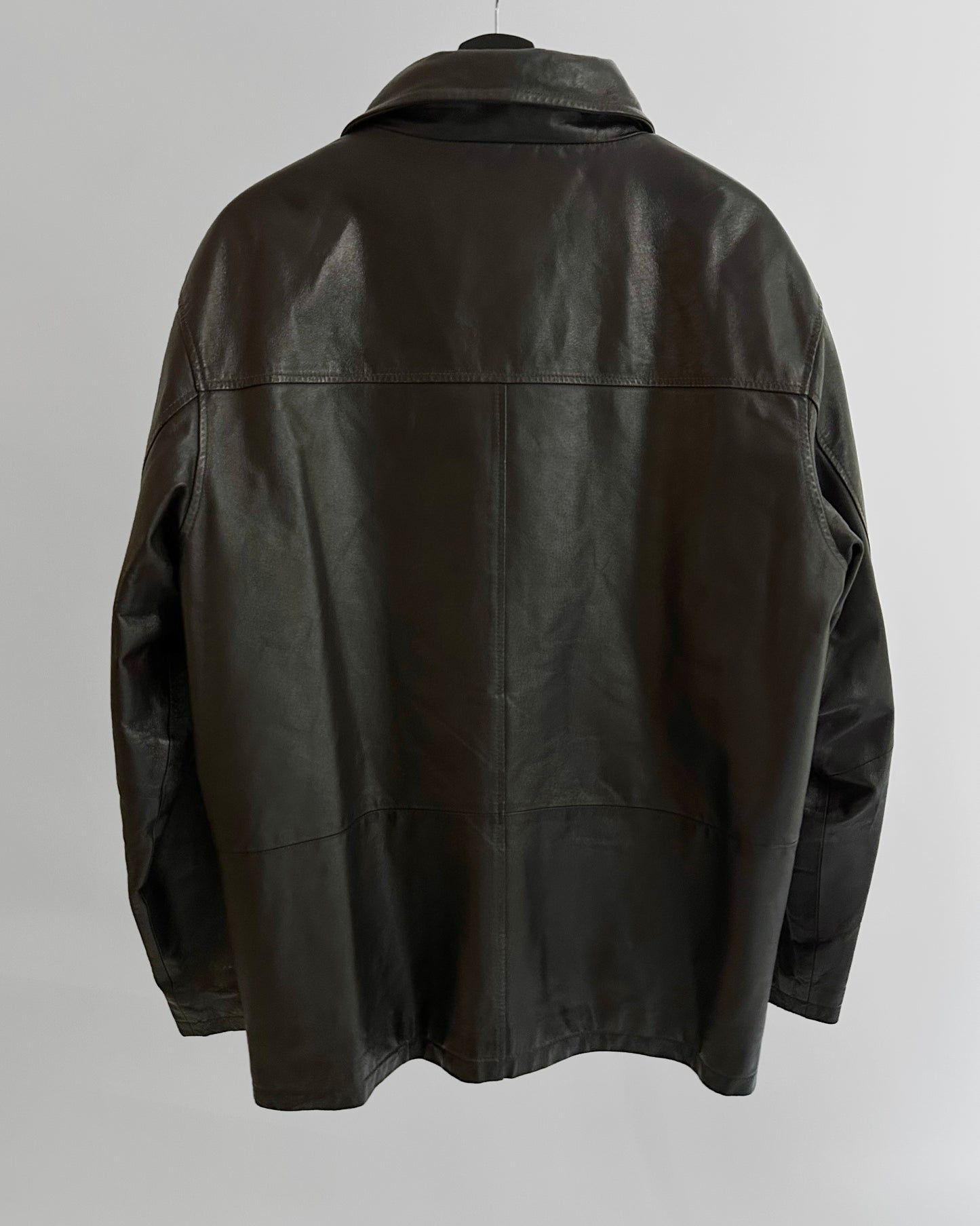 90s Brown Leather Zip Jacket