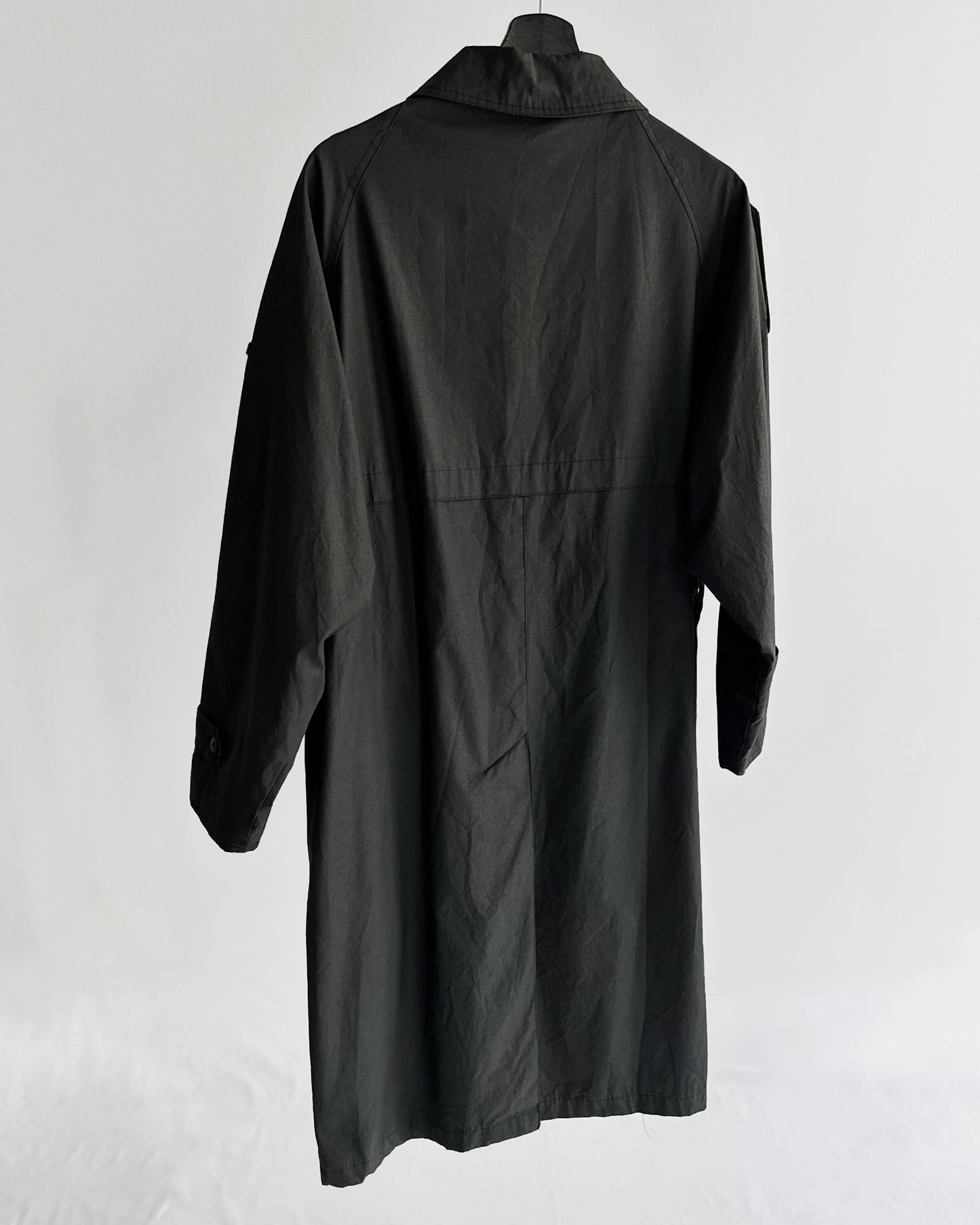 90s Black Cotton Trench Coat