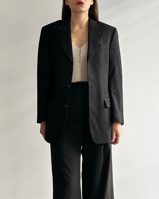 90s Ermenegildo Zegna Wool Cashmere Black Blazer