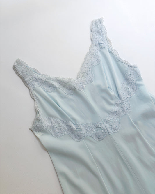 Vintage 1960s Pale Aqua Nylon Lace Nightgown