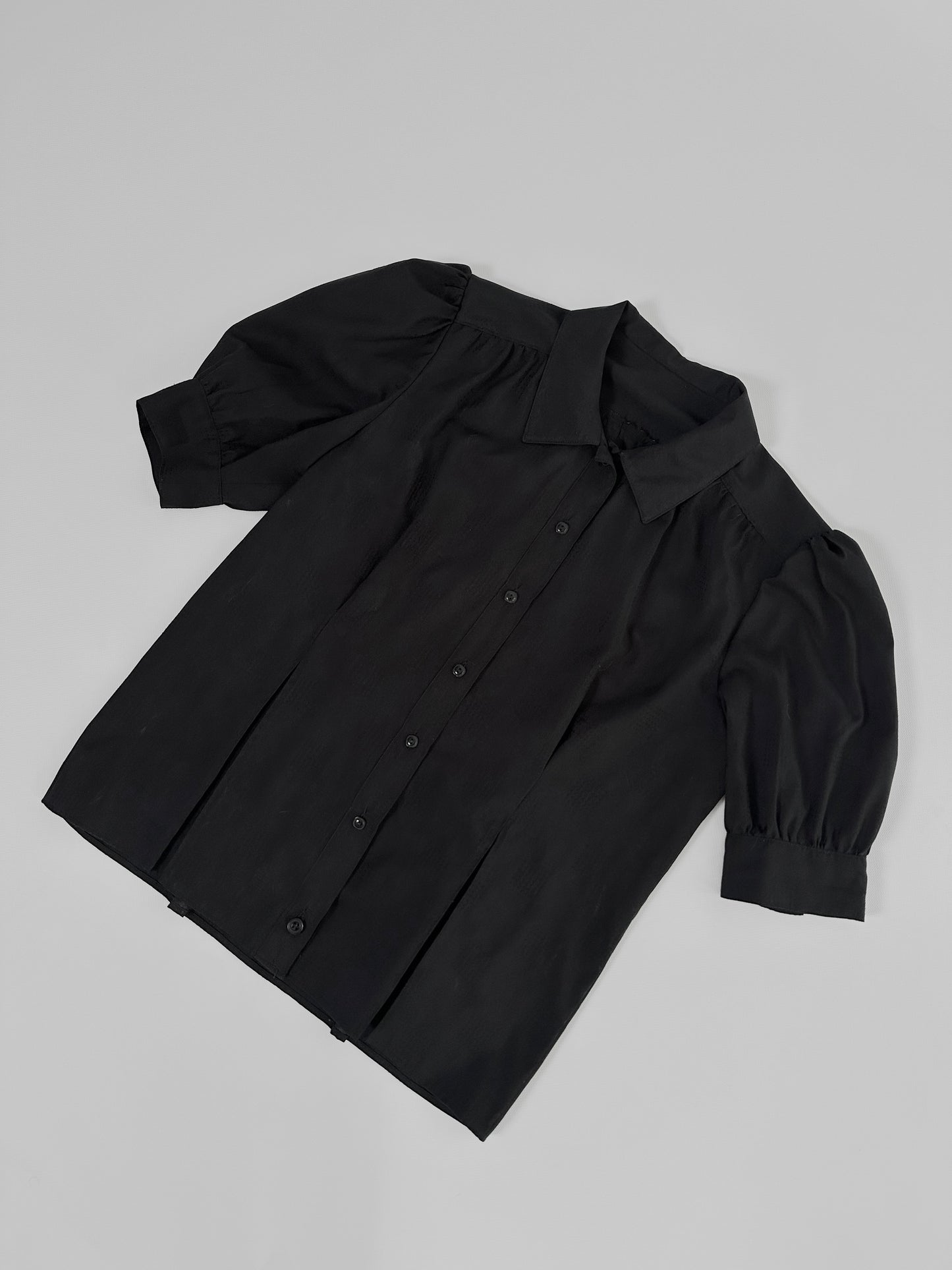 90s Black Puff Sleeve Blouse