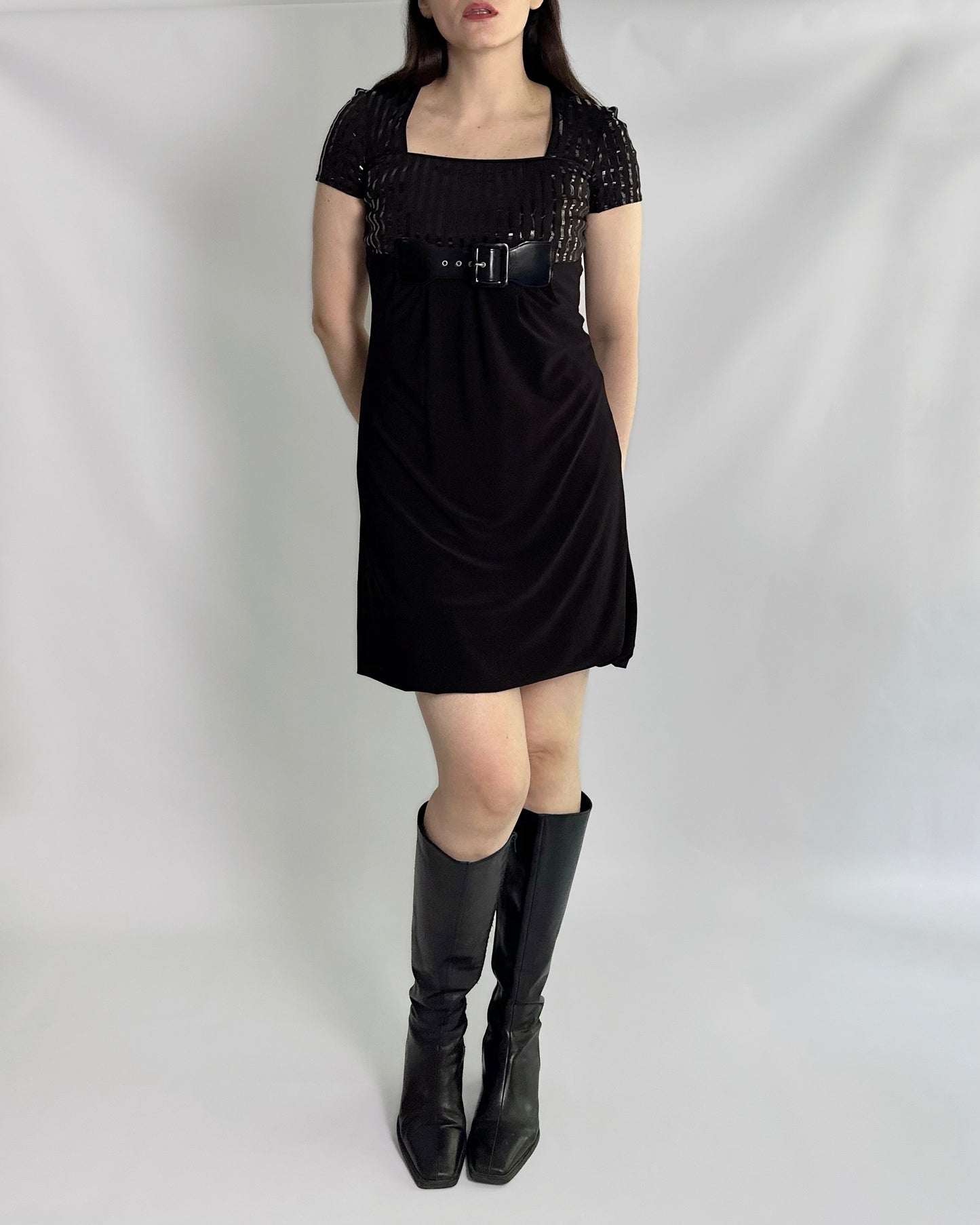 90s Joseph Ribkoff Black Belted Dress