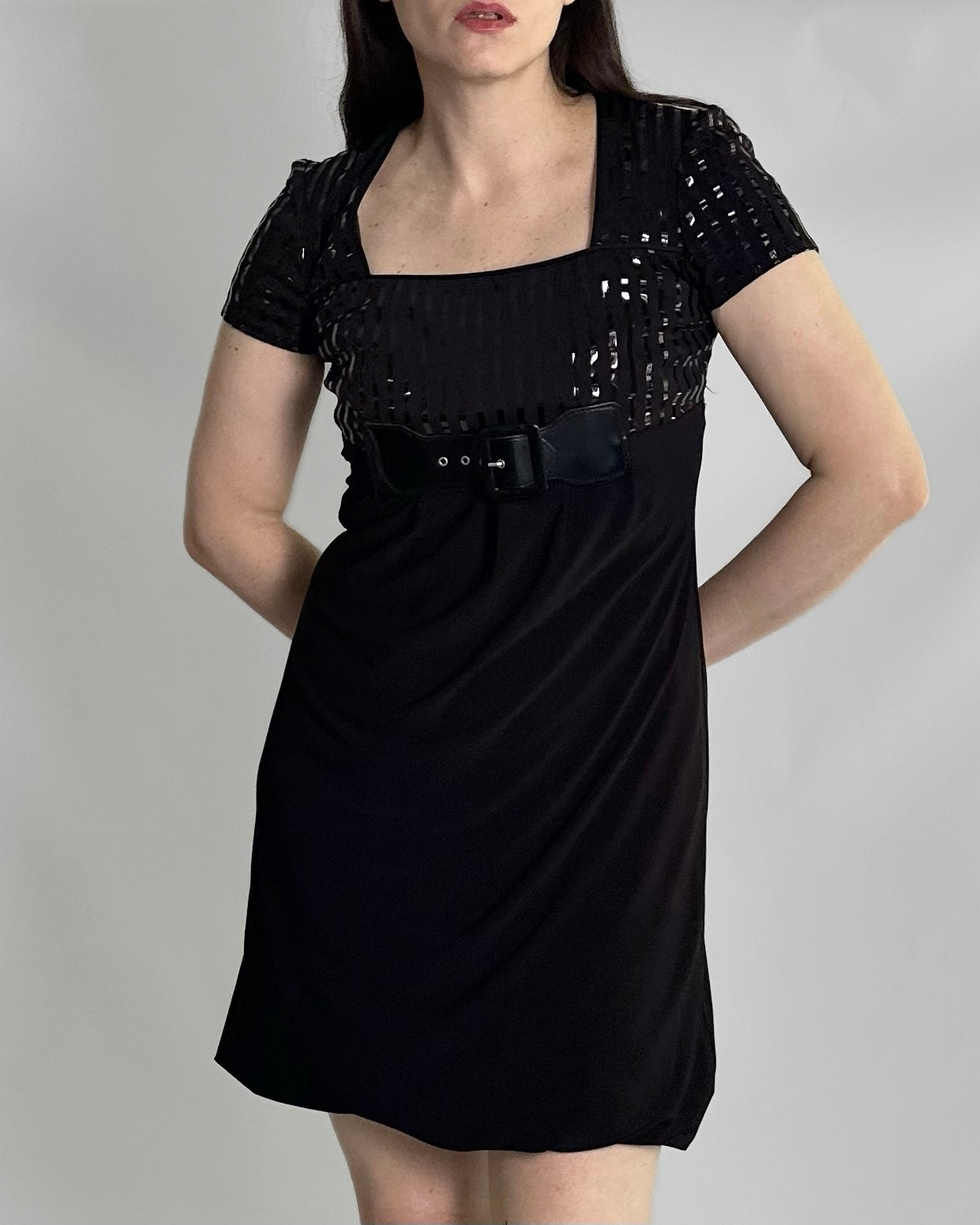 90s Joseph Ribkoff Black Belted Dress