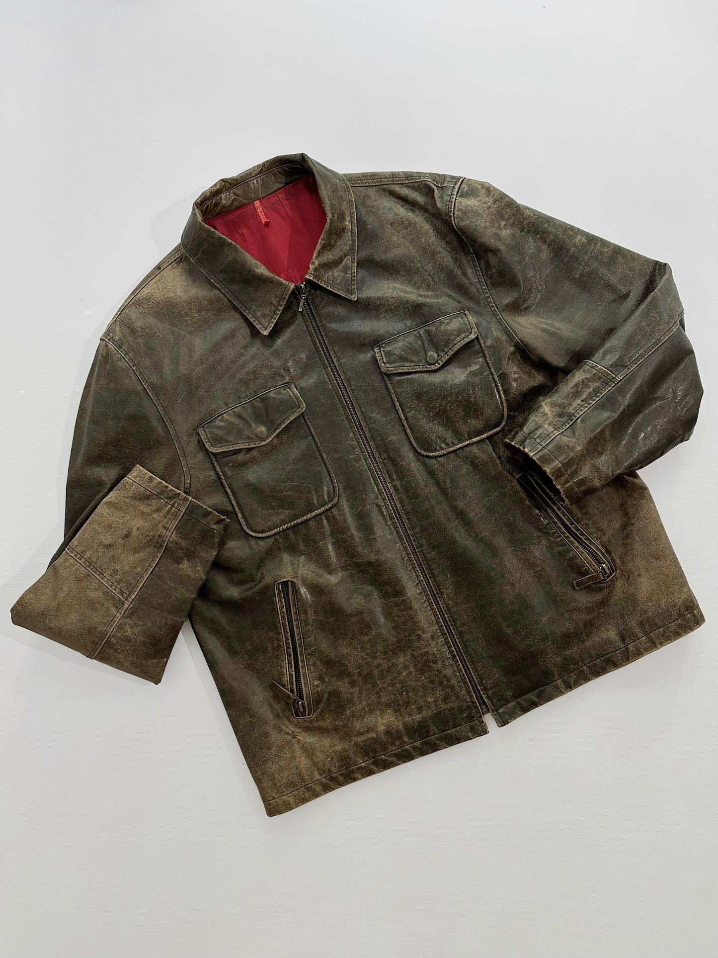 Sominemi Distressed Brown Leather Jacket