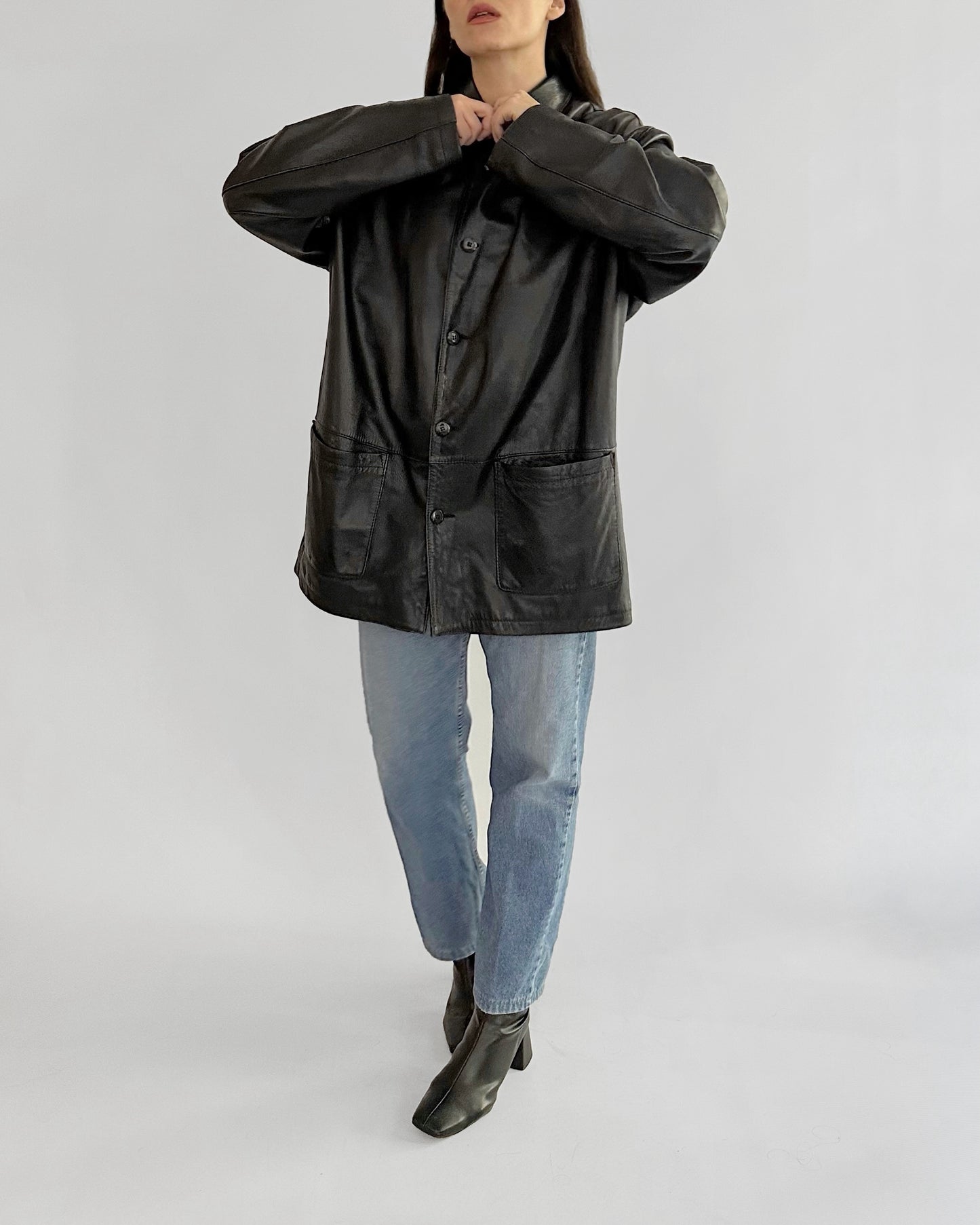 90s Black Nappa Leather Jacket