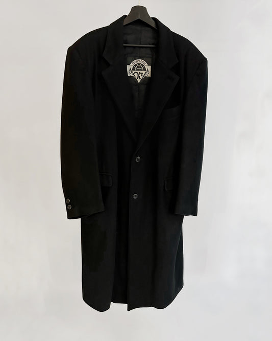 80s Black Wool Coat