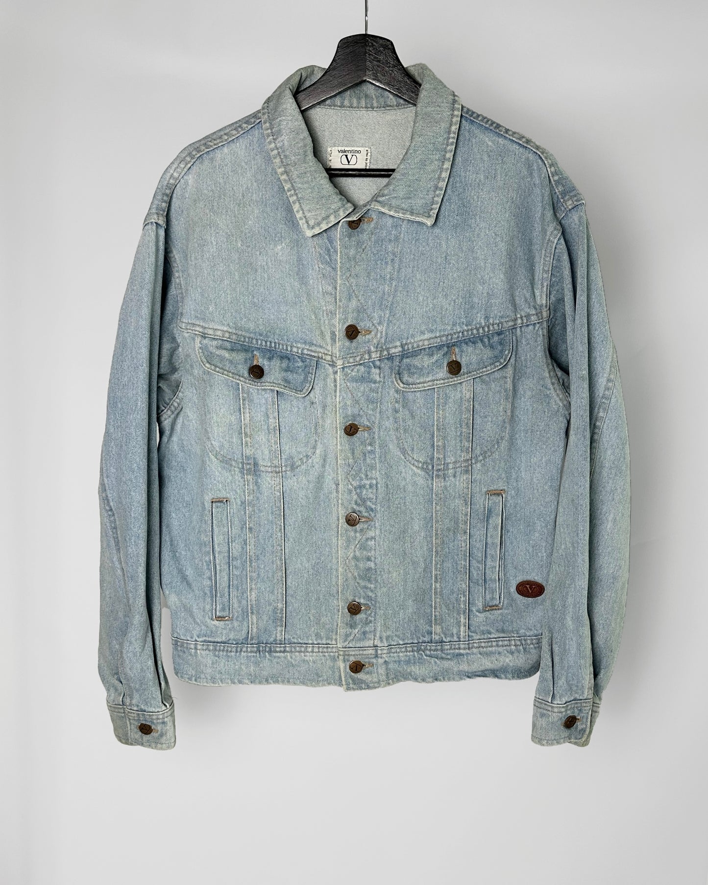 90s Valentino Garavani Denim Jacket - Light Blue Wash