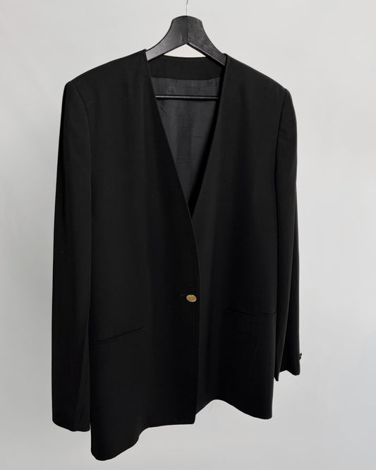 Vintage 1990s Burberry Black Minimal Blazer