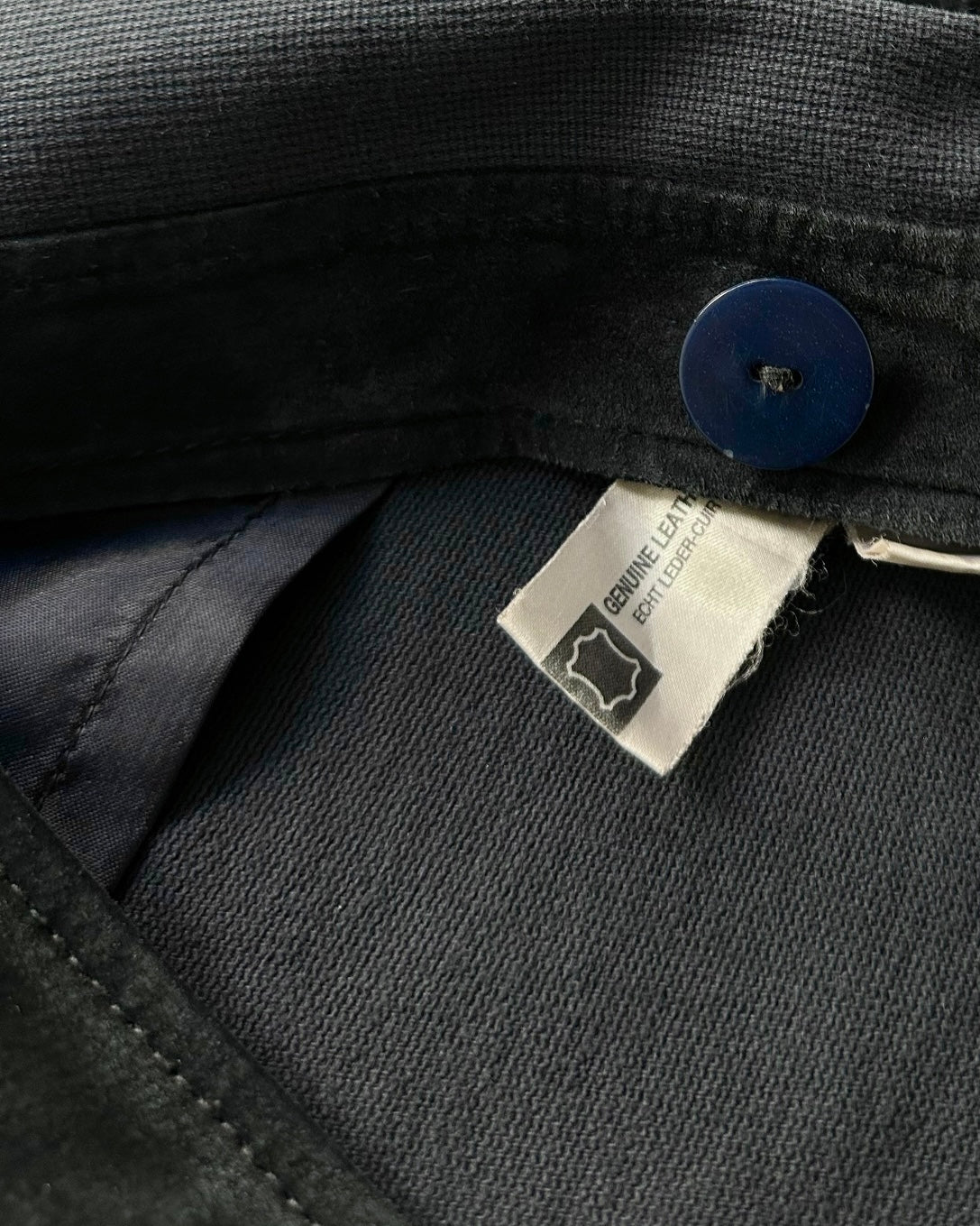90s Dark Blue Suede & Cotton Jacket
