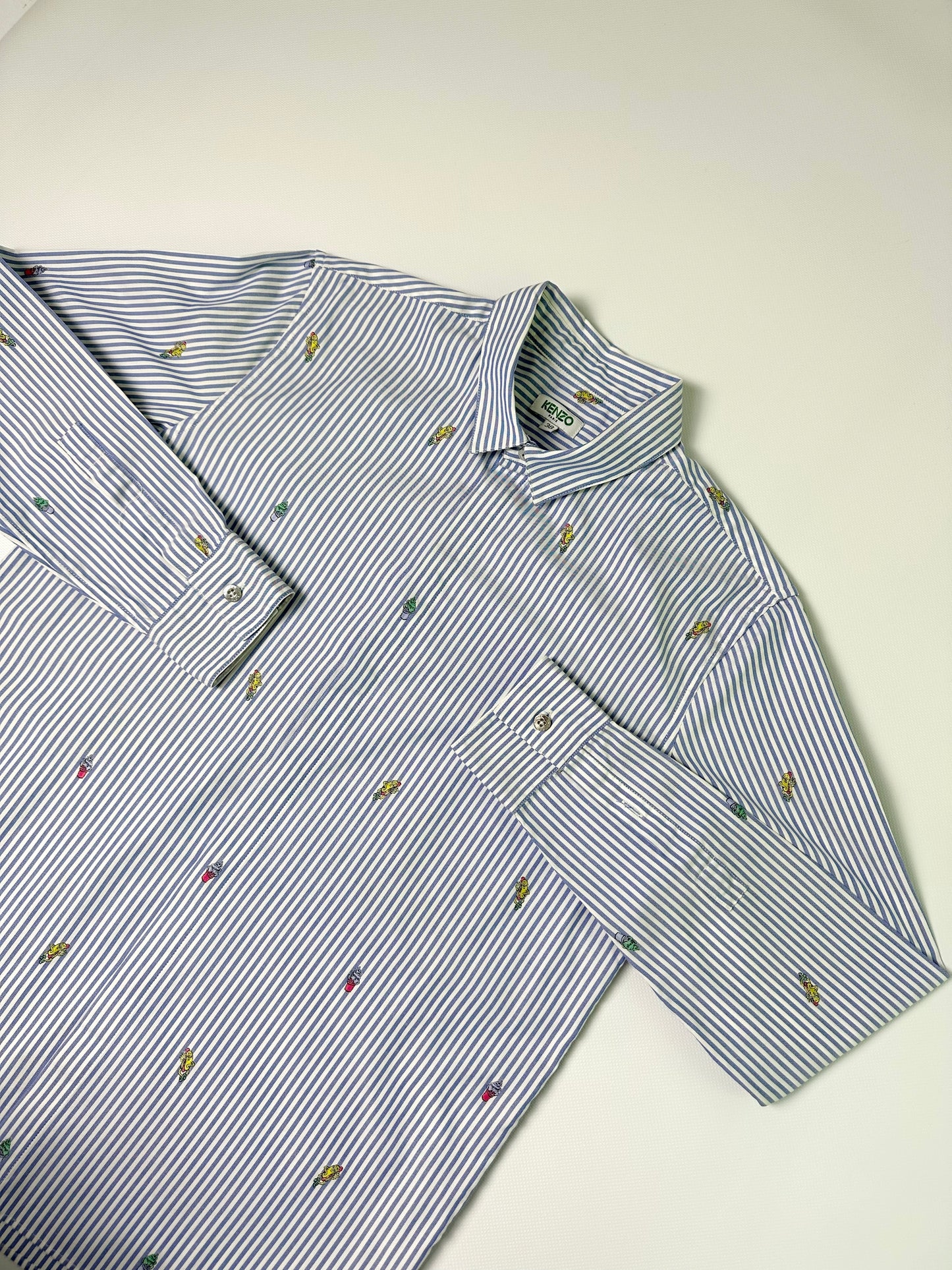 Kenzo Blue Striped Embroidered Shirt
