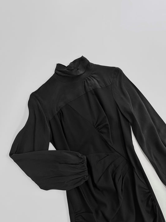 90s Sportmax by Max Mara Wool Silk Black Dress