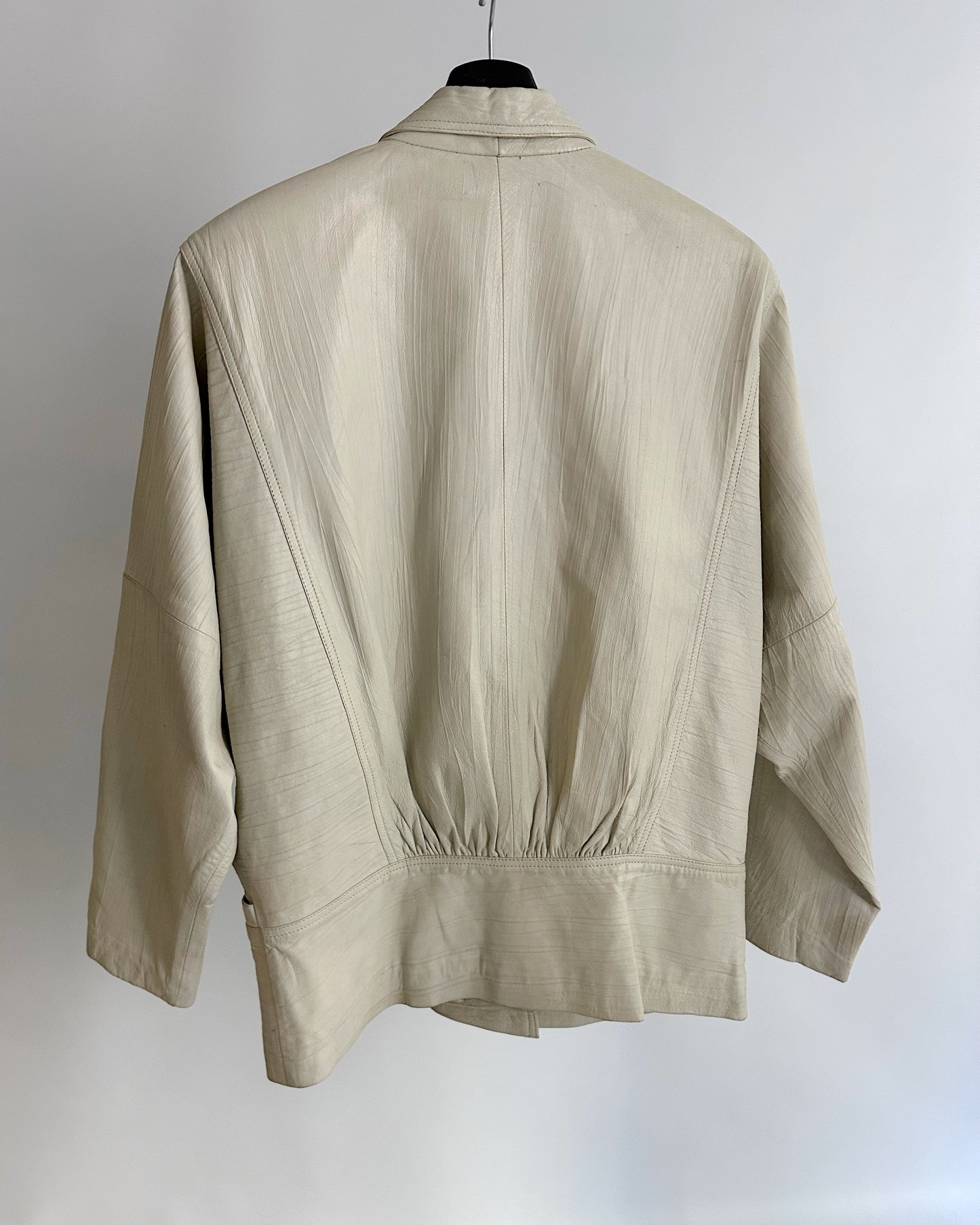 80s Cream Leather Jacket