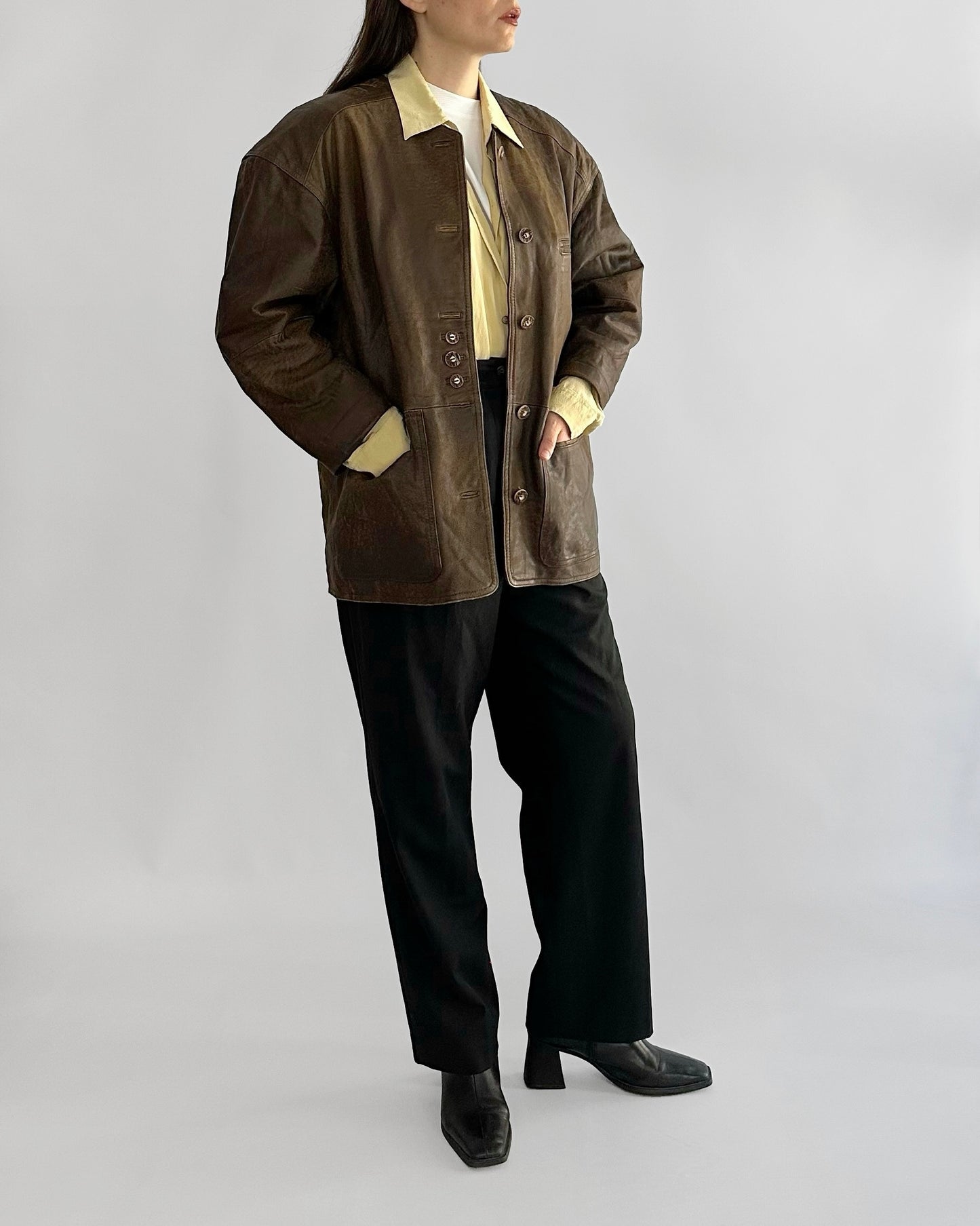 80s Tyrolean Distressed Brown Leather Jacket