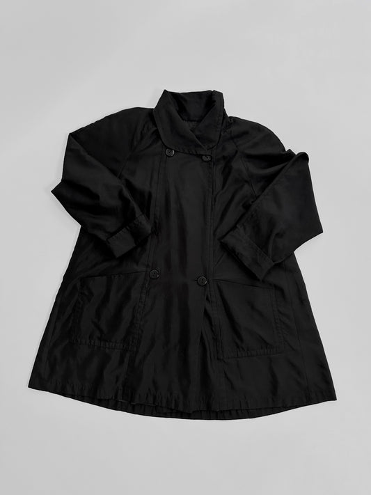90s A-Line Black Trench Coat