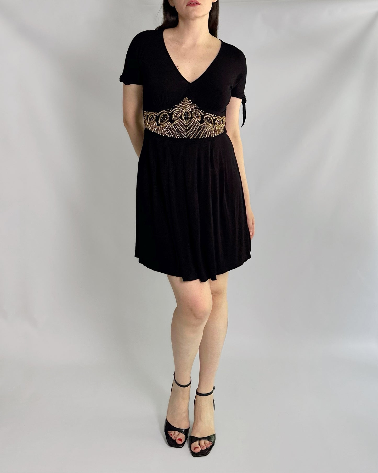 90s Krizia Black Beaded Dress