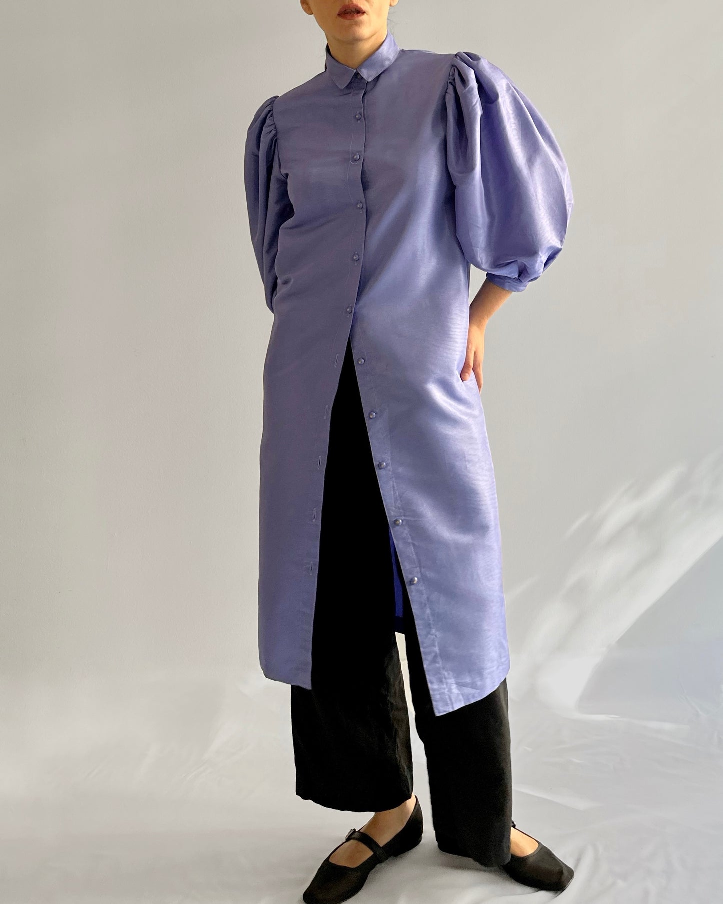 80s Lilac Puff Sleeve Dress