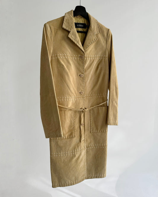 90s Suede Beige Leather Coat