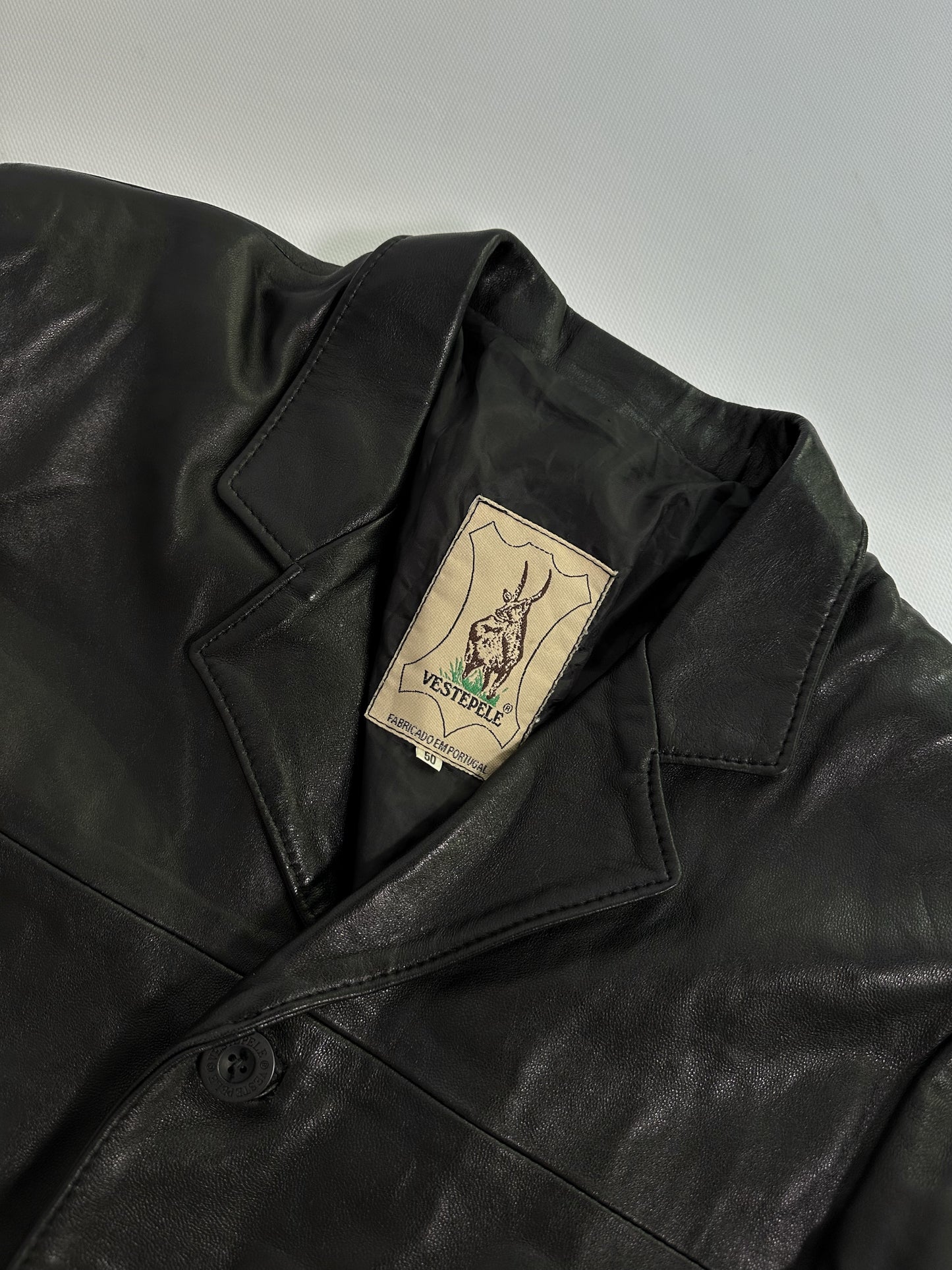90s Black Pure Leather Blazer
