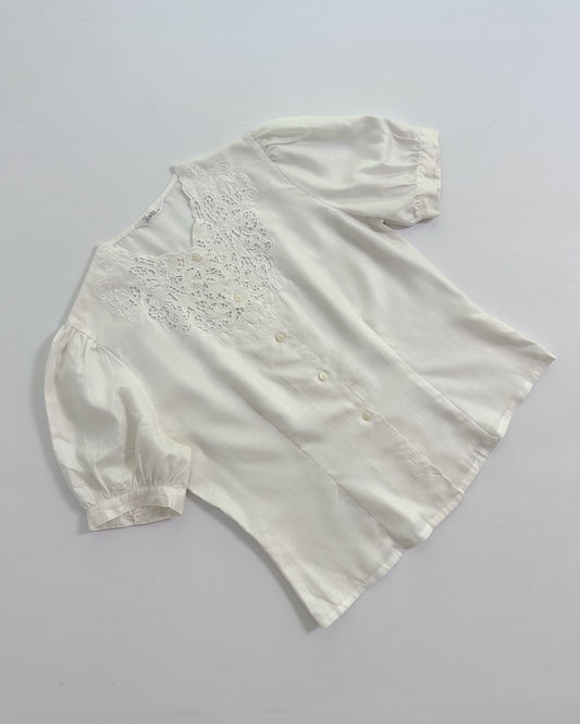 90s Embroidered White Blouse