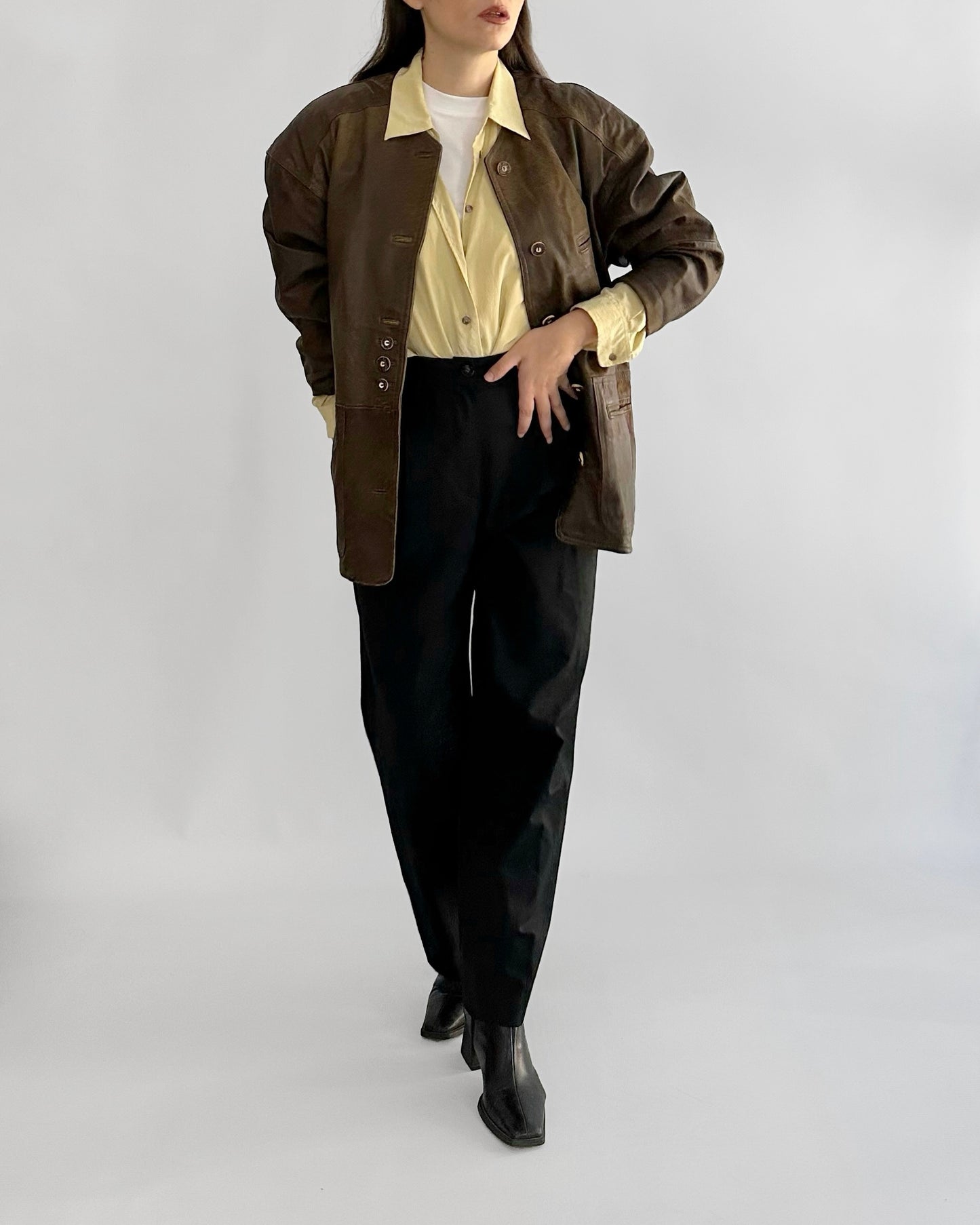 80s Tyrolean Distressed Brown Leather Jacket