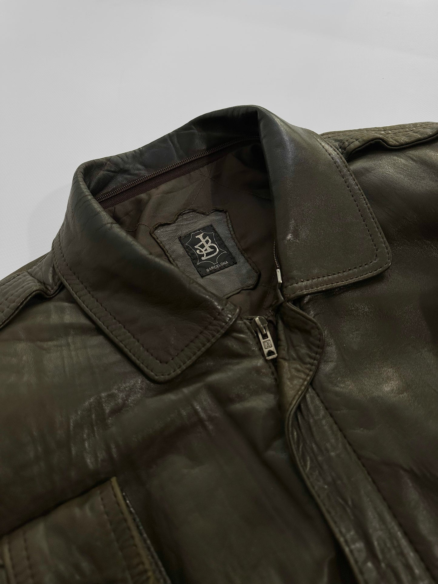 80s Sheepskin Leather Brown Bomber Jacket