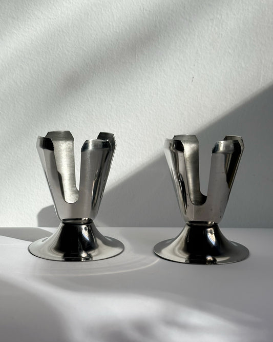 Vintage Stainless Steel Egg Cups - Set of 2