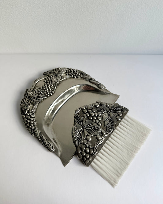 Vintage Silver Plated Silent Butler Crumb Tray & Brush
