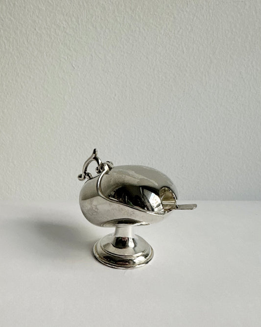 Vintage Metal Salt Cellar with Spoon