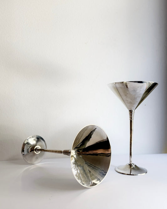 Vintage 1970s Silver Plated Martini Glasses – Set of 2