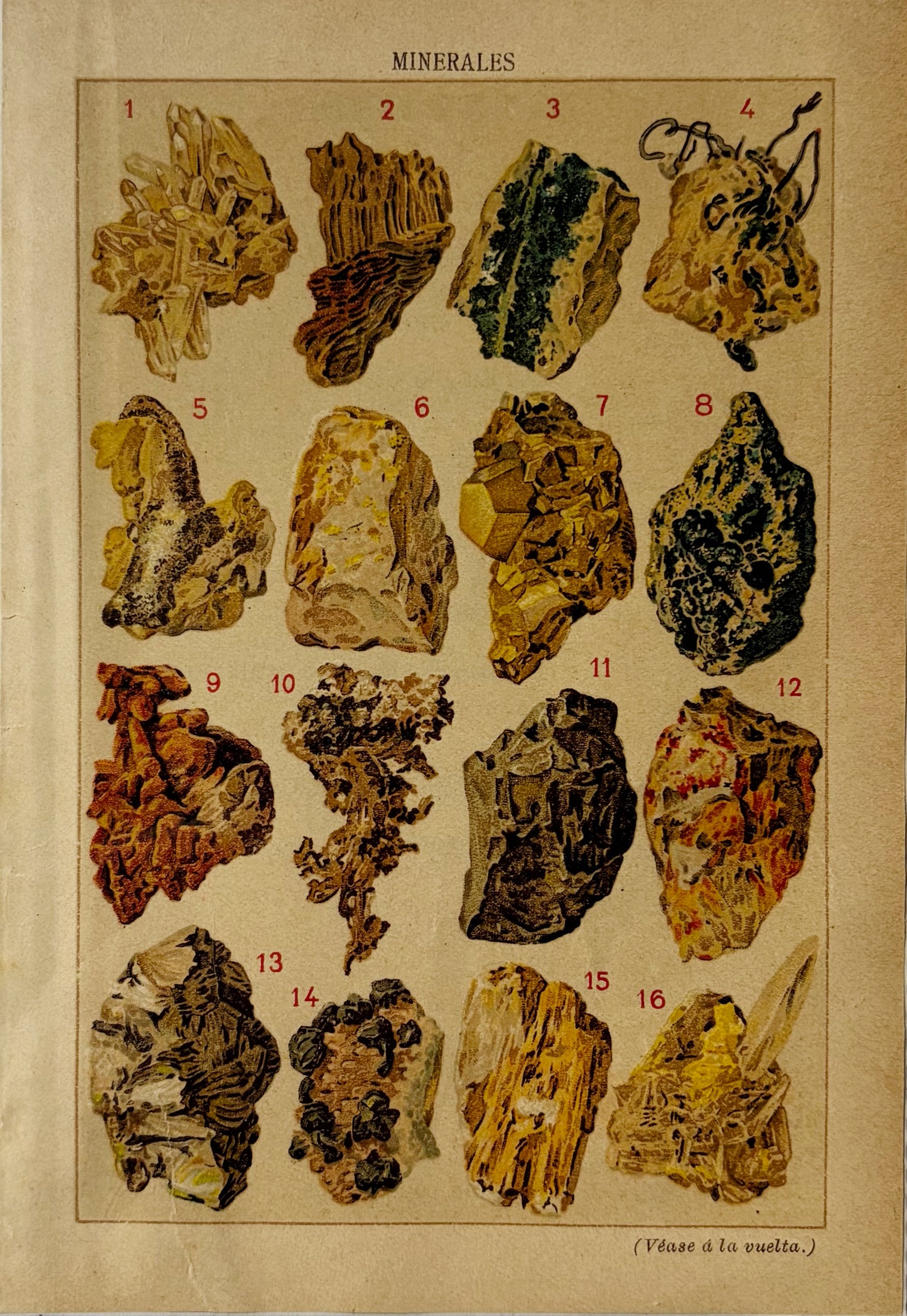 Antique 1914 Lithograph Print Set – “Minerals & Gemstones"