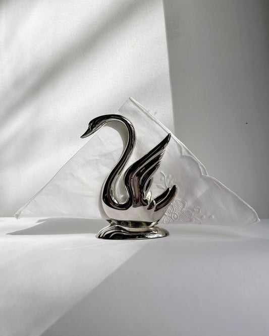 Vintage 1980s Silver Plated Swan Napkin Holder
