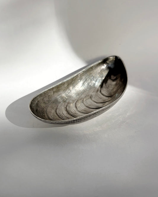 Vintage 1970s Silver Plated Mussel Shell Vide Poche