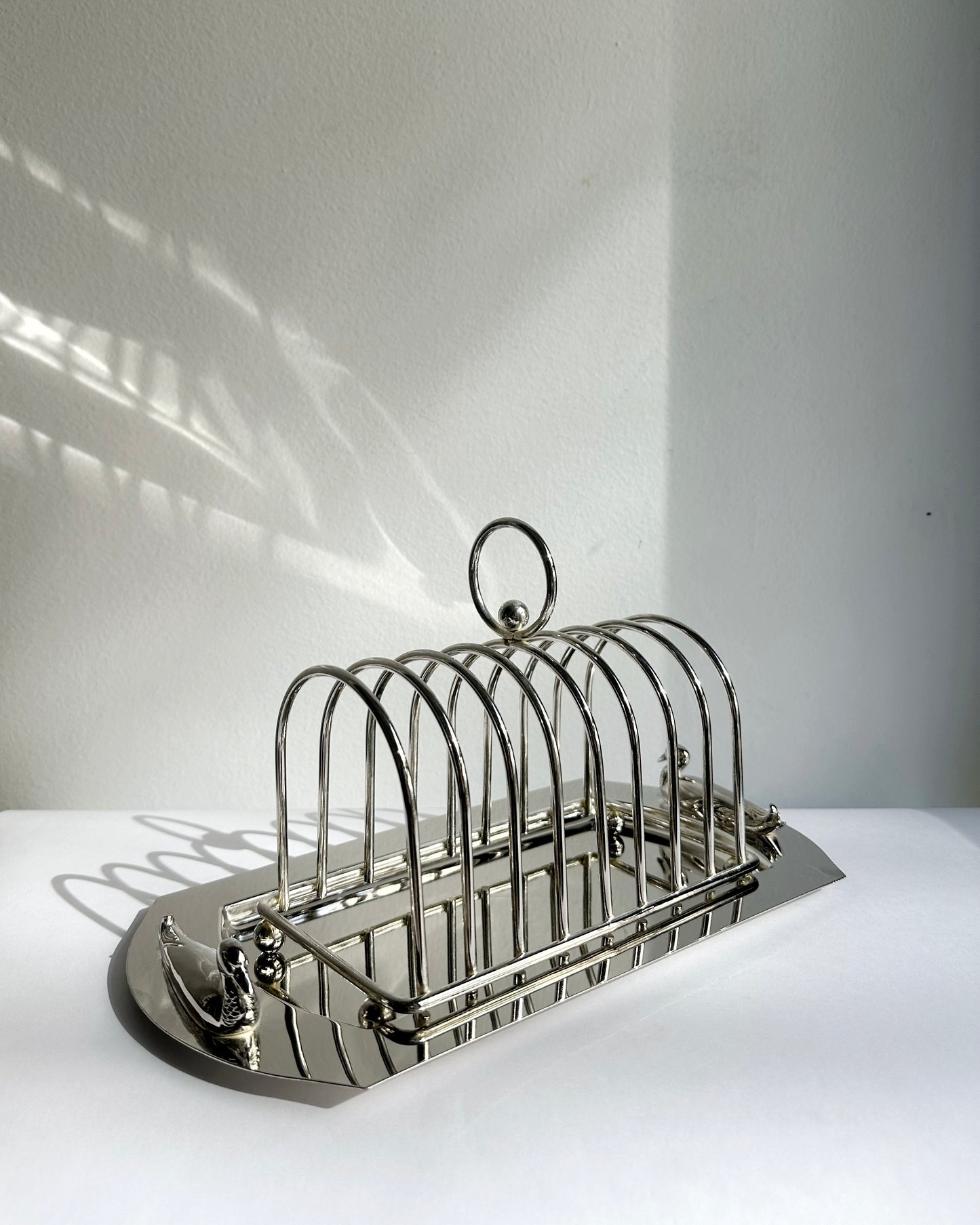 Vintage 1970s Silver Plated Toast Rack with Serving Tray