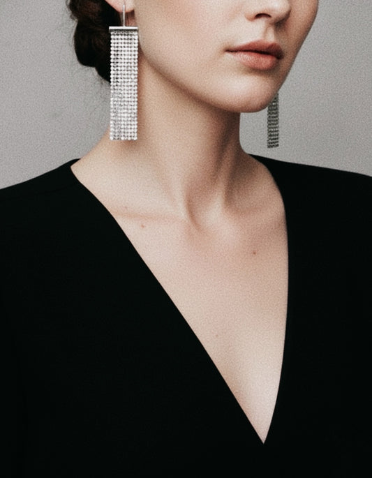 Vintage 1990s Liquid Metal Mesh Drop Earrings