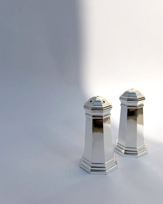 Vintage 1970s Silver Plated Salt & Pepper Shakers Set