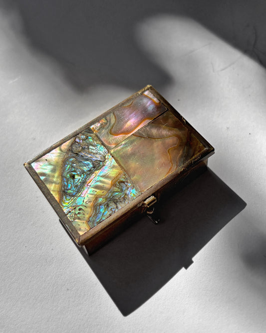 Vintage 1960s Taxco Mexico Abalone Mosaic Pill Box