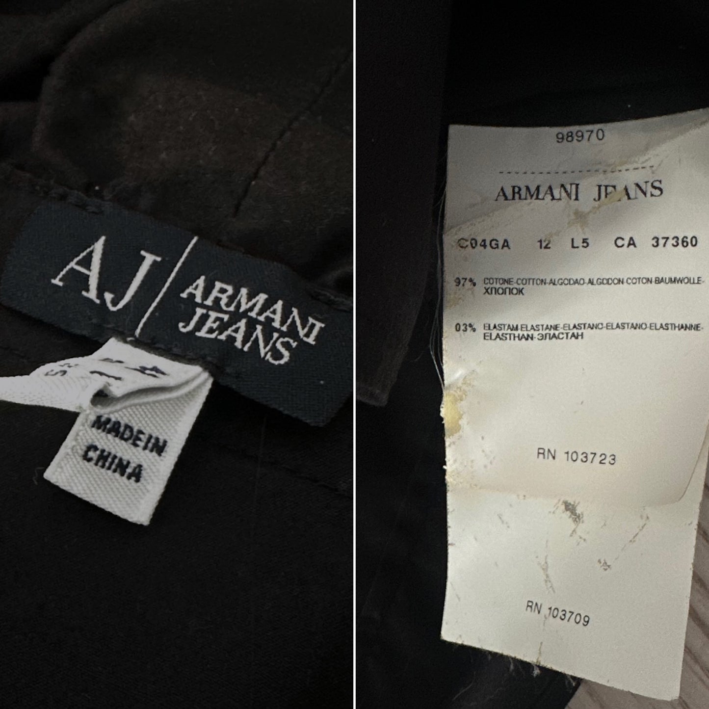 90s Armani Black Cotton Ruffle Blouse